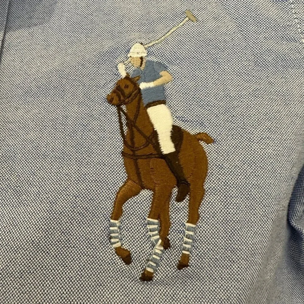 Ralph Lauren cotton twill large pony embroidered logo button front shirt